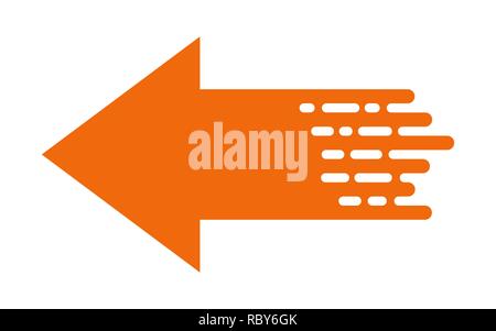 Linear arrow in flat design. Vector illustration. Orange arrow on white background Stock Vector