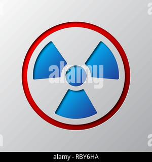 Paper art of radiation symbol, isolated. Vector illustration. Radiation symbol is cut from paper. Stock Vector