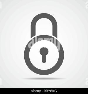 Gray lock icon in flat design. Vector illustration. Lock sign, isolated on light background Stock Vector