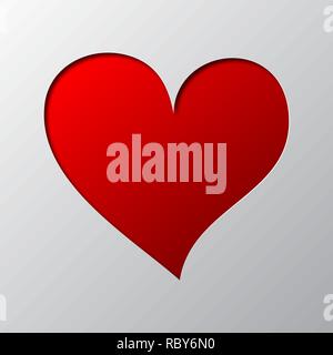 Red heart from cut paper with shadow. Vector illustration. Abstract heart cut from paper Stock Vector