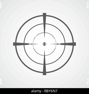 Aim icon in flat design. Vector illustration. Gray aim sign on light background Stock Vector