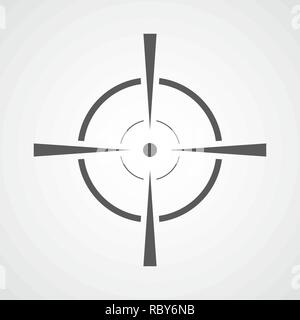 Aim icon in flat design. Vector illustration. Gray aim sign on light background Stock Vector