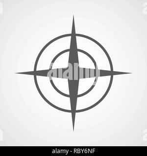 Compass icon in flat design. Vector illustration. Compass icon, isolated on light background Stock Vector