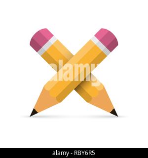 Two crossed pencil isolated. Vector illustration. Education concept Stock Vector