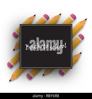 Back to school. Vector illustration. Background with a school board and pencils Stock Vector