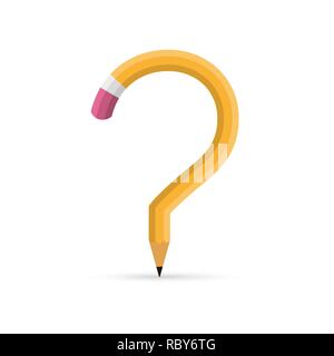 Pencil question mark isolated. Vector illustration. Question symbol made of pencil. Education concept Stock Vector