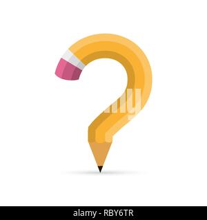 Pencil question mark isolated. Vector illustration. Question symbol made of pencil. Education concept Stock Vector