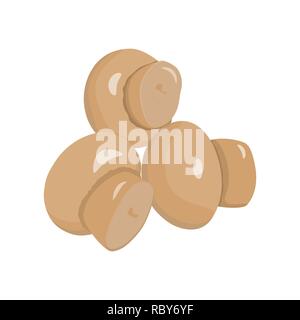 Set of Mushrooms in flat design. Vector illustration. Collection of whole champignons isolated on white background. Stock Vector