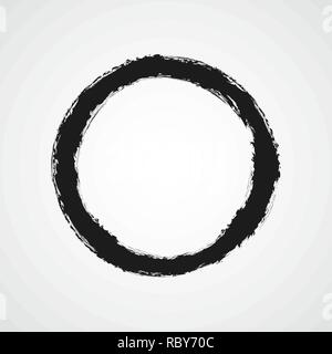 Black drawing of the circle in doodle cartoon style. Vector illustration. Hand drawn round frame, isolated. Stock Vector