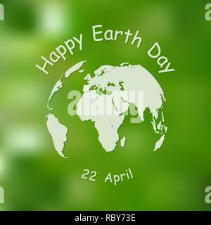 Happy Earth Day, greeting card. Vector illustration. Earth day, 22 April, banner with lettering and with Globe Stock Vector