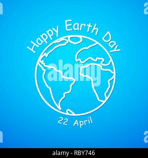 Happy Earth Day, banner with Globe and lettering. Vector illustration. Greeting card for Earth day, 22 April, Stock Vector