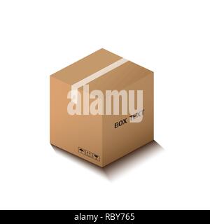 corton box, postal packing, box on white background, vector illustration Stock Vector