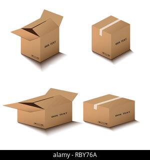 corton box, postal packing, box on white background, vector illustration Stock Vector