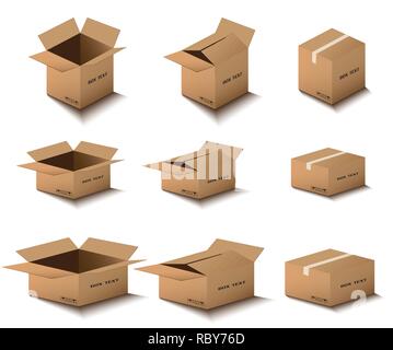 corton box, postal packing, box on white background, vector illustration Stock Vector