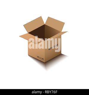 corton box, postal packing, box on white background, vector illustration Stock Vector