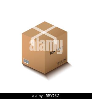 corton box, postal packing, box on white background, vector illustration Stock Vector