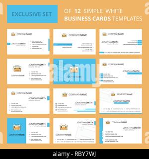 Set of 12 Briefcase Creative Busienss Card Template. Editable Creative logo and Visiting card background Stock Vector