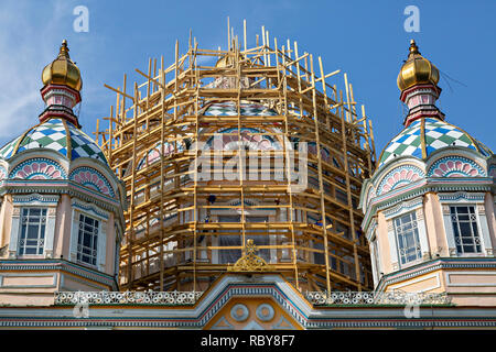 Restoration of the Zenkov Cathedral in Almaty, Kazakhstan Stock Photo