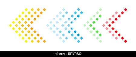 Set of colored arrows with halftone effect. Vector illustration. Arrows collection isolated Stock Vector