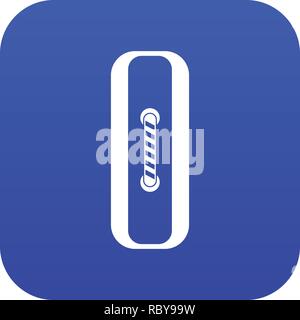 Sewn rectangular button icon digital blue Stock Vector
