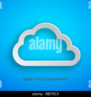 Paper art of the cloud on blue background. Vector illustration. Abstract background with cloud Stock Vector