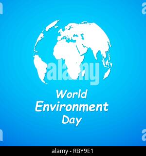 World Environment Day banner. Vector illustration. Globe with lettering on bright blue background. Stock Vector