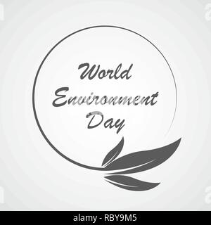 World Environment Day, lettering with leaves on light background. Vector illustration. Stock Vector
