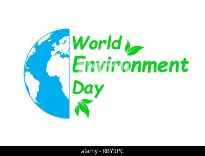 World Environment Day banner. Vector illustration. Globe with lettering isolated on white background. Stock Vector
