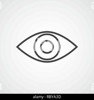 Gray eye icon in flat linear design. Vector illustration. Sign of the eye on light background. Stock Vector