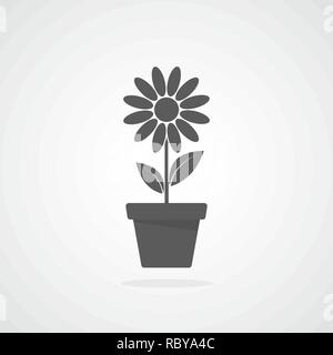Gray flower icon in flat design. Vector illustration. Sign of flower on light background. Stock Vector