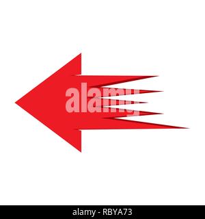 Abstract arrow icon in flat design. Vector illustration. Red arrow on white background Stock Vector
