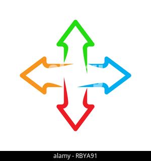 Set of colored arrows in flat design. Vector illustration. Arrow icons isolated. Stock Vector