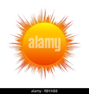 Abstract yellow sun icon. Vector illustration. Symbol of the sun, isolated on white background Stock Vector