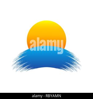 Abstract yellow sun icon. Vector illustration. Symbol of the sun, isolated on white background Stock Vector