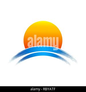 Abstract yellow sun icon. Vector illustration. Symbol of the sun, isolated on white background Stock Vector