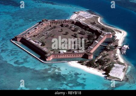 Aerial view of Fort Jefferson Garden Key Dry Tortugas Florida. Stock Photo