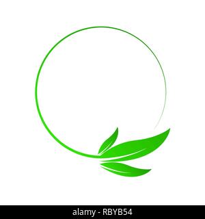 Green leaf nature circle isolated. Vector illustration. Concept of green energy. Nature herbal organic leaf Stock Vector
