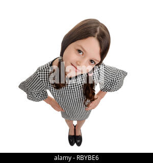 Adorable little lady on white Stock Photo