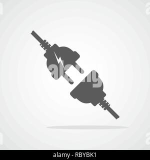 Wire plug and socket, isolated on light background. Vector illustration. Wire plug and socket in flat design Stock Vector