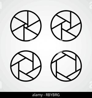 Set of aperture icons. Vector illustration. Focus icon. Camera icon isolated Stock Vector