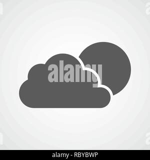 The sun behind a cloud. Vector illustration. Gray weather icon Stock Vector