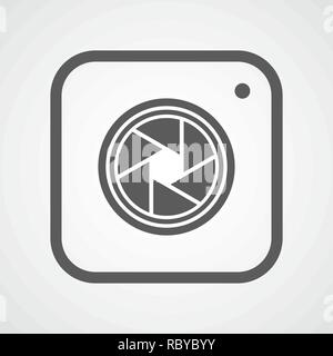 Gray photo camera icon in flat design. Vector illustration. Camera icon isolated on white background. Stock Vector
