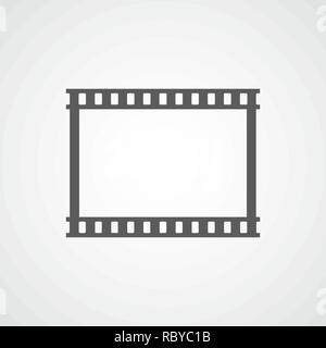 Gray Film icon in flat design. Vector illustration. Movie icon, isolated. Play Video icon Stock Vector