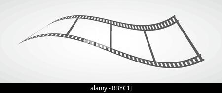 Gray Film frame icon in flat design. Vector illustration. Film strip icon, isolated. Stock Vector
