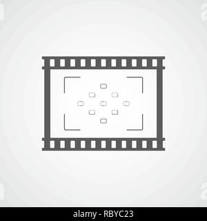 Gray Film icon in flat design. Vector illustration. Movie icon, isolated. Play Video icon Stock Vector