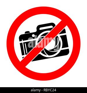 No Photo camera sign. Vector illustration. No photography sign, isolated on white background. Stock Vector