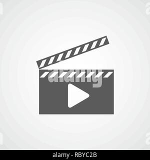 Gray Film icon in flat design. Vector illustration. Movie icon, isolated. Play Video icon Stock Vector