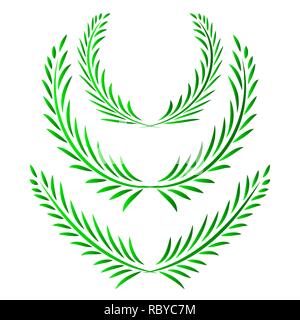 Set of green Wreath. Vector illustration. Olive branch wreath isolated Stock Vector