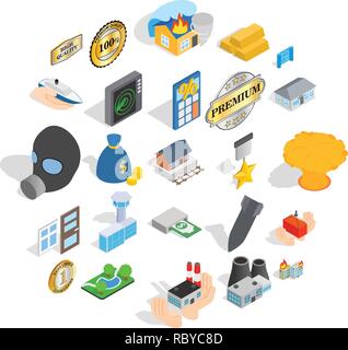 Over profit icons set, isometric style Stock Vector