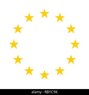 The wreath of stars of EU isolated. Vector illustration. Circle of gold stars or EU flag Stock Vector